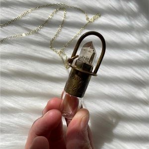 Handmade Clear Quartz Essential Oil Rollerball Necklace